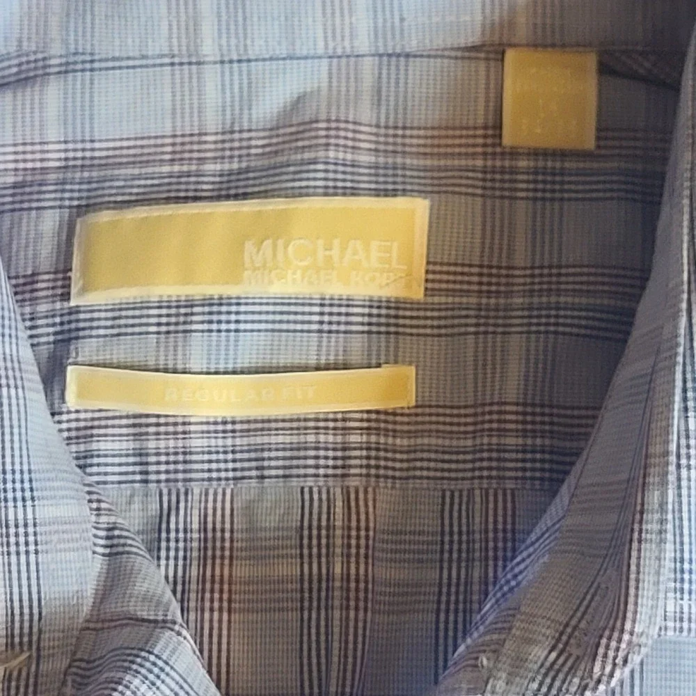 Mens Michael Kors Long Sleeve Button Up Plaid Shirt Size 16 X 34/35 Blue Red